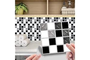 CONBLOM 24 unidades de 20 x 20 cm de vinilo adhesivo de pared, impermeable, PVC, azulejos de pared autoadhesivos, decoración para cocina, salón, baño