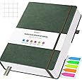 OFFIGIFT Squared Paper Notebook B5, 312 Numbered Pages Hardback Leather Journal, 100gsm No Bleed Grid Notebook with Index Pages, Graph Paper Notebook for Graphing Notes Math, 7.6'' X 10'', Green