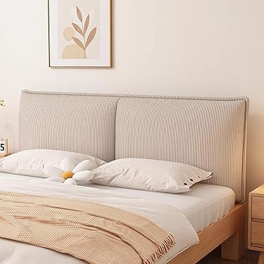 Slaapkamer Hoofdeinde Decoratie Cover All-inclusive Doek Gewatteerde Katoenen Nachtkastje Stofdicht Hoes Protector Voor Twin Volledige Queen King Bed Head,Creamy-White-120CM