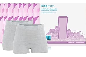 Frida Mom 2-in-1 Postpartum Pads + Disposable Knickers, Soothing Instant Cold Therapy Pack and Absorbent Maternity Pad in One + Ultra-Soft and Stretchy Boyshort Cut, Size Regular, 4 Pads + 2 Knickers