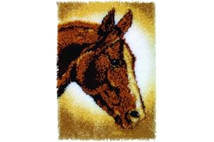Accueil Décor Bricolage Loquet Crochet Kit Tapis en Toile Impression 3D Animaux Cheval Main Tapis Broderie Accessoires 3D Kit Tapisserie