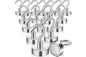 KEUKENKET Paquete de 18 ganchos magnéticos fuertes de 35 libras, imanes de 20 mm fuertes y resistentes, ganchos magnéticos para cabinas de crucero, imanes de neodimio con gancho, gancho magnético para nevera