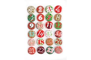 Logbuch-Verlag boutons avec chiffres 1-24 pour bricoler un calendrier de l'avent (rouge, vert) - faire un calendrier de l'avent soi-même