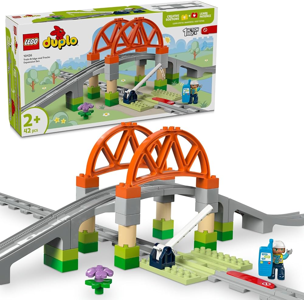 LEGO DUPLO Town Tren Köprüsü ve Rayları Ek Seti 10426 | 2 Yaş ve Üzeri Erkek ve Kız Çocuklar için İnşa Edilebilir Eğitici Oyuncak Yapım Seti, Hediye Fikri (42 Parça)