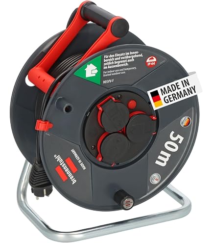 EMOS Avvolgicavo Per Esterni Con Isolamento In Silicone – Cavo 50m, 1,5mm2, 4 Prese Schuko IP44, Antigelo Fino A -35°C, Per Cantiere E Giardino - 4