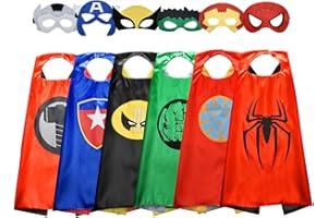 Hikidye Costumi da Supereroi per Bambini con Maschera - Regali di Compleanno/Costumi Carnevale Mantelli e Maschere Giocattoli per Bambini (6 PCS)