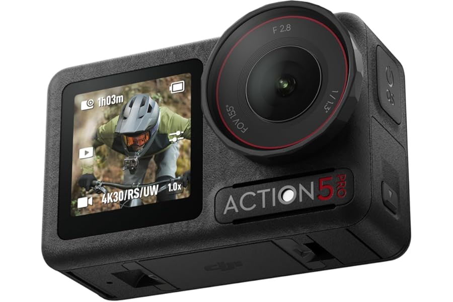 DJI Osmo Action 5 Pro Essential Combo Waterproof Camera with 1/1.3" Sensor, Underwater Camera, 4K/120fps Video, Subject Tracking, Stabilization, 2 OLED Touchscreens