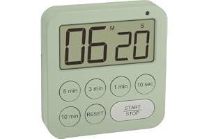 TFA Dostmann 38.2056 Digital timer för sport/matlagning/inlärning med magnetisk stoppur med 3 volymnivåer, snabbval, stor skärm, visuell LED-varning