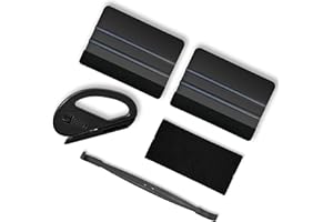 CARSLEEK Vinyl Wrap Tools Kit, Kitchen Wrap, Wallpaper Smooth, Cabinet Wrap, Car Window Tint, Cabinet Wrap, Peel & Stick Install, DIY Accessory, Suede Squeegee, Edge Trimmer, Black, 5 in 1