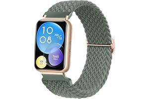 TUCOMO Nylon Geflochtenes Armband Kompatibel mit Huawei Watch Fit 2 Active/Elegant/Classic,Loop Dehnbare Elastische Uhrenarmband für Huawei Watch Fit 2 Herren Damen
