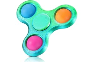 Scione 3D Printed Pop Fidget Spinner - Party Favors for Kids & Adults, Stress Relief Sensory Toy for Birthdays, ADHD & Anxiety Relief, Classroom Prizes (biały, niebieski zielony)