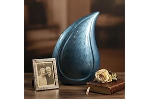 ESPLANADE ESPLLANADE Teardrop Cremation Memorial Container Jar - Metal Burial Urn - Blue - 10 Inches