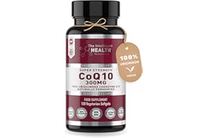 Ubiquinone Coenzyme Q10 300mg Softgel Capsules, 120 Super Strength Vegan Friendly Naturally Fermented High Absorption CoQ10 Capsules Made in The UK to GMP Standards – by The Intelligent Health