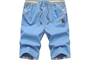 Djtnzdm Pantaloncini Uomo Cotone Cargo Estivi Eleganti Casual Elastico Bermuda Chino Shorts Classico Pantaloncini Corti Uomo con Tasche
