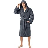 Luxury Men's Bathrobe with Hood Soft and Fluffy Fleece Robe | Cuello con capucha, forro polar 100 % poli&eacute;ster, tejido suave y