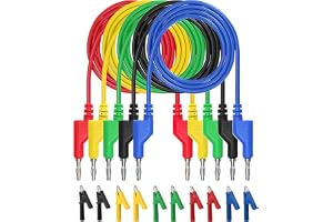 Vossot 5 stycken multimeter, mätkablar 4 mm, 5 färger banankontakter, set med 10 krokodilklämmor, isolerade mätkablar, spänni
