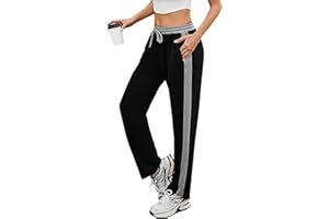Litherday Women's Jogging Bottoms Sweatpants Straight Leg Ladies Cotton Joggers Tracksuit with Pockets Drawstring Sports Trousers
