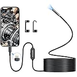 DEPSTECH Endoscopio iPhone con Luce, FHD Endoscopio per Smartphone con Tecnologia Bluart 3.0, 7mm Sonda Sottile, Cavo Semirig