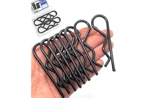 Yoliko 8Pcs Heavy Duty Hitch Pins Clip R Clips Spring Retaining Wire Hair Pins Cotter Pin Strong Spring Tension Large Carter Pin R clip large for trailer Tractor Mower Carts Truck Black zinc M3.5x75mm