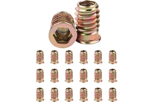 Jeboler 20Pcs M8 (8mm) x 20mm Threaded Inserts for Wood - Flanged Hex Socket Nut, Zinc Plated Carbon Steel Hex Drive Head Nut for Wood Furniture