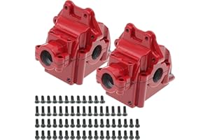 Treehobby 2PCS Metal Front and Rear Differential Gearboxes Housing Cover Compatible with WLtoys 1/14 144010 144001 144002 1/12 124016 124017 124018 124019 RC Car Upgrades Parts (Red)