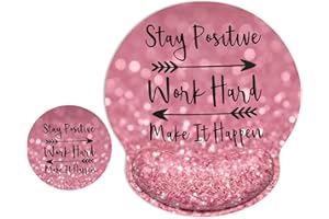 ITNRSIIET Ensemble tapis de souris et dessous-de-verre ergonomique avec repose-poignet, base en caoutchouc antidérapant, repose-poignet confortable en mousse à mémoire de forme et chiffon, citations