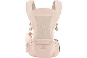 Bebear Mochila portabebés para 0 – 36 meses, mochila de malla de aire 3D para recién nacidos hasta niños pequeños, portabebés ergonómicos 6 en 1 (color rosa)