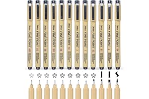 Forhome Pack of 12 Fineliner Pens, Fineliner Set, Black, Micron Felt Tip Pens with Various Line Widths, Waterproof Ink Pen for Artist Illustrations, Sketching, Technical Drawing