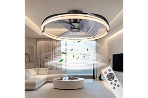BKZO 73CM LED Ceiling Light with Fan, Ceiling Fan Lights 6 Levels Wind Speeds, Stepless Dimming Light, Modern Fan Lighting for Living Room, Dining Room, Bedroom, Office, 3000-5500K