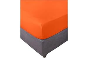 Miracle Home. Sábana bajera ajustable, elástica, suave, cómoda, antipeeling. Algodón 50% poliéster. Cama 150. 150 x 200 x 30. Naranja
