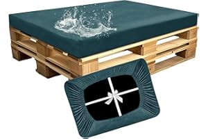 SYLC Impermeable Funda De Cojines Palets Exterior Jardin, Elástico Terciopelo Fundas para Palés, Protectores De Muebles Madera Sofa Terraza Lavable (Blue,Seat 120×80×15cm)