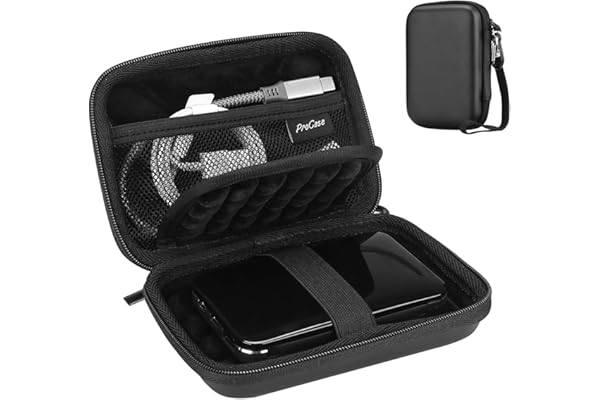 ProCase Pochette pour Disque Dur Externe 2.5", Sacoches et Étuis pour Disque Dur, Compatible avec UnionSine, Seagate, Toshiba Canvio Partner, WD, Samsung SSD, Housse de Protection Universelle -Noir
