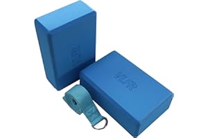VLFit Lot de 2 blocs de yoga haute densité avec anneau en D en coton élastique