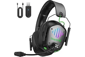 Skapendy Wireless Gaming Headset for PS5, PS4, PC, Switch, Mac, 2.4 GHz Wireless & 5.4 Bluetooth Gaming Headphones with Mic ENC Noise Cancelling, 50mm Drivers, 3D Stereo Sound, 50H Battery, Foldable