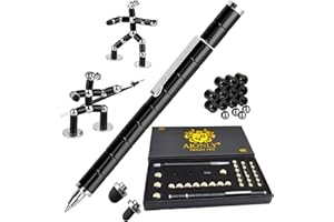 Aionly Fidget Pen, Magnetic Pen, Magnet Pen Fidget Toys, Metal Ballpoint Pen Gift For Teenage Boys Girls 8 9 10 11 12 Years Old, Novelty Magnetic Toy Pen For Ages 8-13 Kids (L, Black)