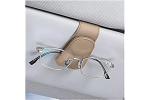 CGEAMDY Soportes De Gafas De Coche, Clip Magnético De Cuero para Colgar Gafas para Visera De Coche, Accesorios Universales para Visera De Coche De Cuero PU para Vasos, Tarjetas (Beige)