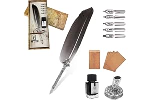 AOMAYLL Pluma Antigua Escritura,Pluma de Inmersion,con 5 Consejos Diferentes, Juego de tinta de pluma para caligrafía,Regalos para los amantes de los artículos vintage.