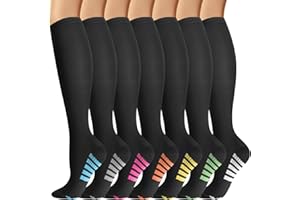 Losvcbcx 7 paires de chaussettes de compression pour hommes et femmes de 15 à 20 mm de titane sont les meilleurs articles sportifs et médicaux pour les infirmières de course, de vol et de voyage