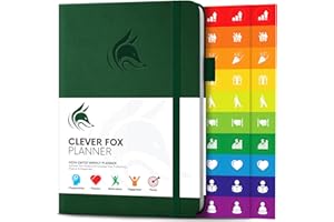 Clever Fox Planner - Weekly & Monthly Planner to Increase Productivity, Time Management and Hit Your Goals – Organizer, Gratitude Journal – Undated, Start Anytime,A5, Lasts 1 Year, Dark Green (Weekly)
