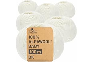 ‎HANSA-FARM HANSA-FARM | 100% Baby Alpakawolle in 50+ Farben (kratzfrei) - 300g Set (6 x 50g) - weiche Alpaka Wolle zum Stricken & Häkeln in 6 Garnstärken by Hansa-Farm - Natur (Weiß/Wollweiß)