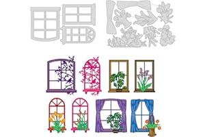 GLOBLELAND 2 Sets Window Plants Cutting Dies for Card Making Window Scenery Carbon Steel Embossing Stencils Template for Decorative Embossing Paper Card DIY Scrapbooking Album Craft