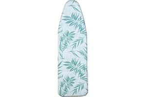 LEEWEITAS Housse Tables à Repasser 148x55cm, Housse de Planche à Repasser avec Dessus 100% Coton et Rembourrage épais, Facile à Mettre en Place et Résistante aux Brûlures (XXL, feuilles vertes)