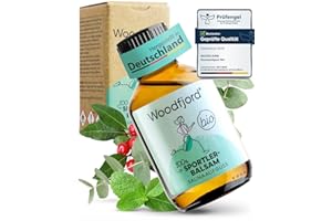 ‎WOODFJORD WOODFJORD Saunaaufguss Sportlerbalsam BIO 100 ml I Mit Wintergrünöl I Premium Sauna Aufgussmittel für nachhaltige Saunaerlebnisse I Saunaöl und Saunaduft I Revitalisierend und entspannend