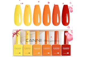 ‎CANNI CANNI UV Nagellack Set 6 Farben gelbe Koralle, rotes Orange yellow coral red orange Gellack Gel Polish Gelnägel für Nägel 2312