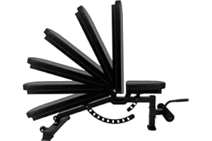 BRAINGAIN Adjustable Weight Bench with 9 Adjustable Positions - Heavy-Duty Steel Frame Black Gym Bench Supports up to 450kg - Easy 10-Minute Assembly, Compact Gym Equipment for Full-Body Workouts