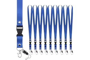 Segus Cordino del Collo Blu, 10 Pezzi Laccio con Fibbia Aragosta Rimovibile, Lanyards Catenelle Collo in Imitazione di Nylon, Accessori per Portabadge, Carte d'identità, Impresa, Scuole e Ospedali