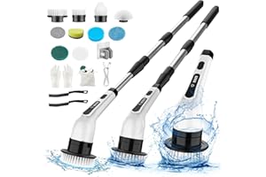KIYICJK Brosse Nettoyage Electrique, 14 en 1 Brosse Rotative Électrique, Brosse de Nettoyage électrique avec 8 Brosses Remplaçables, Brosse de Nettoyage sans Fil pour Salle de Bain/Cusine/Voiture/Toilettes