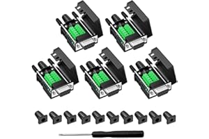 YIOVVOM DB9 Breakout Connector, Female 9 pin RS232 connectors, Solderless D-SUB RS485 Serial Adapter Module Board with Screw Terminals, Case, Long Bolts 5 PCS Female Adapter