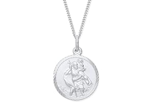 Old English Jewellers Sterling Silver ST Christopher Diamond Cut 19mm Pendant - Choice of Chain