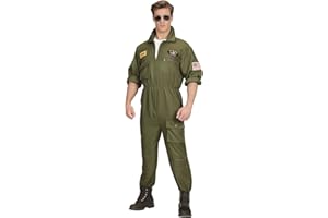shoperama Herren-Kostüm Kampfjet Pilot Kampfflieger Piloten-Overall Jetpilot Kampfpilot Flieger Army